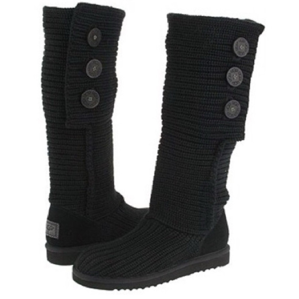 LIKE NEW UGG Black Knit Button Boots